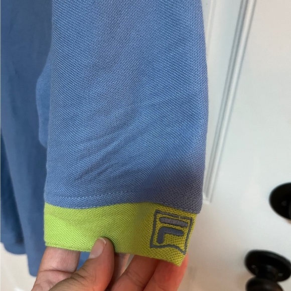 Fila blue and green color block sleeve polo size large - Picture 2 of 4